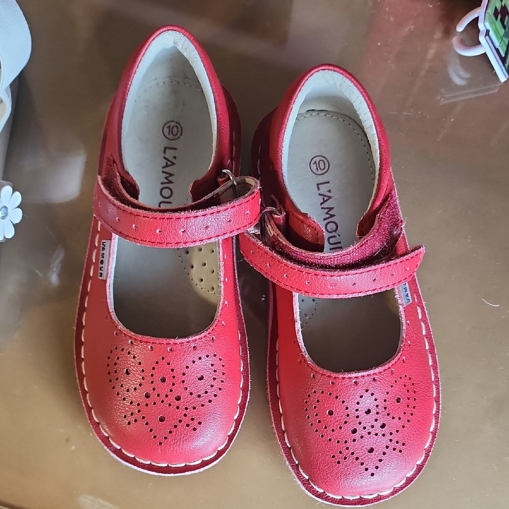 L'Amour Kids Red Heart Mary Janes